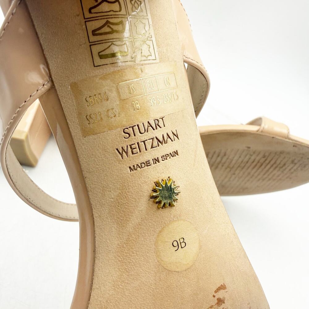 Stuart Weitzman Womens Aleena 50 Block Heel Sandals US 9 B Nude Leather - Picture 11 of 13